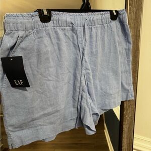 GAP Women's Sky Blue Linen High Waist Shorts